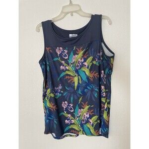 Columbia Women’s Size Large L Floral Sleeveless Crop Tank Top Lavender Back Slit